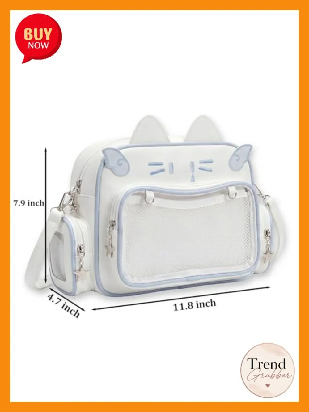 Kawaii Cat Ita Bag Crossbody Anime Pin Display Backpack PU Leather